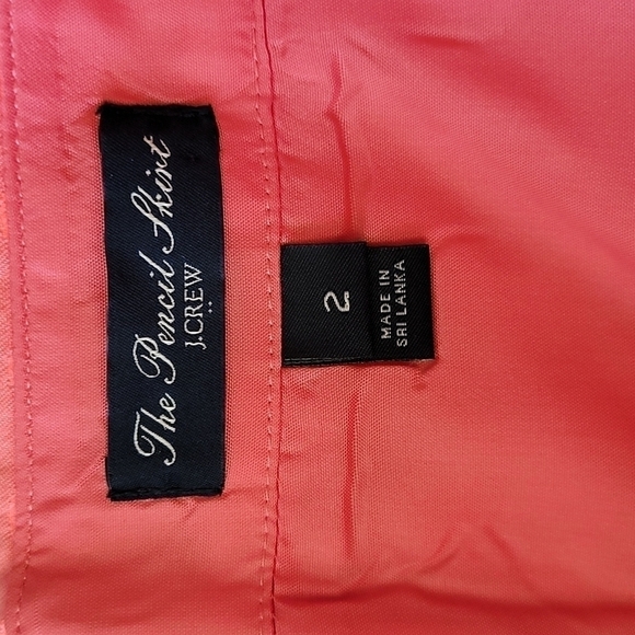 J. Crew Factory | The Pencil Skirt in a Neon Coral Orange Dot Print - Picture 5 of 5